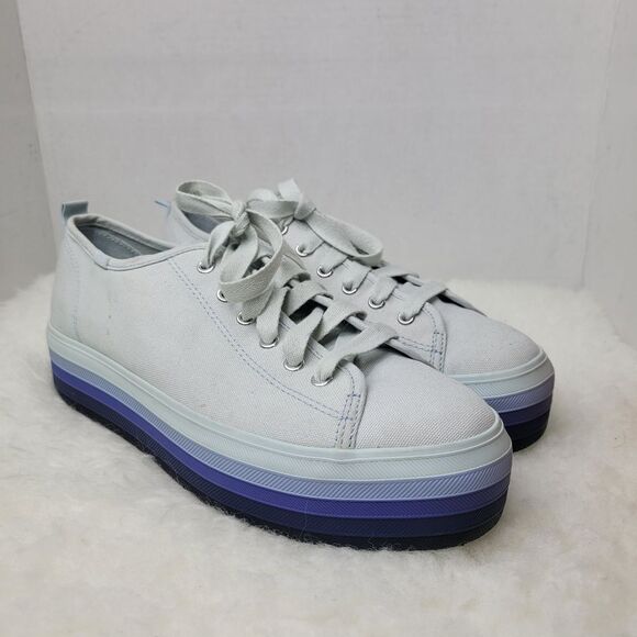 Keds Tripple Up Womens Lace Up Platform Sneakers In Light Blue Size Size 9 - Picture 1 of 10